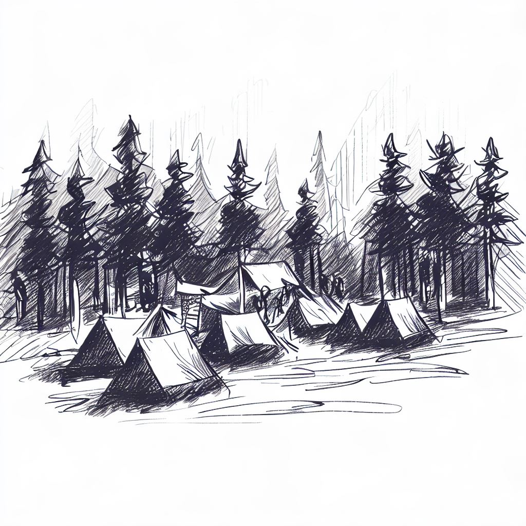 Zeltlager im Wald